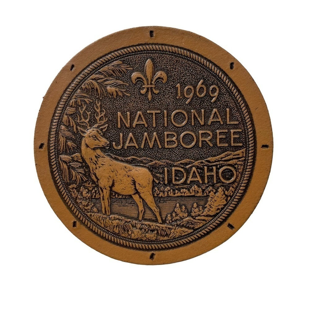 1969 Boy Scout National Jamboree Leather Backpatch Vintage Collectible